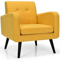 Yellow mid century chair Costway Mid Century Lounge Chair