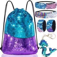 Children Gymsacks Mermaid reversible sequin drawstring backpack/bag blue/purple for kids girls