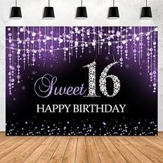 Party Supplies Purple sweet 16 birthday backdrop princess photography background