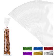 Gift Bags Zulay Kitchen 2 x 10 Clear Cellophane Candy Bags With Ties 200 Piece No Color