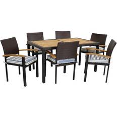 Sunnydaze Carlow 7-Piece Acacia Patio Dining Set