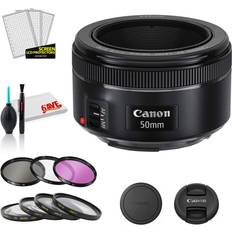 Canon EF 50mm f/1.8 STM Lens + 3pc Filter Kit + Lens Pen + Blower + Hood +  Lens Pouch + Cap Keeper