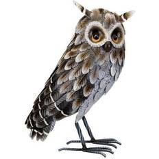 Grey Horned Owl Standing Metal Figurine