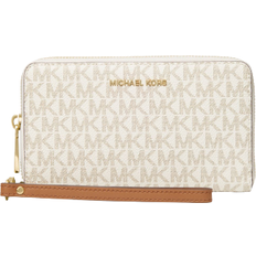 Michael Kors Large Logo and Leather Wristlet - Vanilla