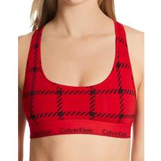 Calvin Klein Red Bras Calvin Klein Modern Cotton Plaid Unlined Bralette - Windowpane Rustic Red