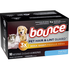 Bounce Pet Hair and Lint Guard Mega Dryer Sheets with 3X Pet Hair Fighters 90pcs