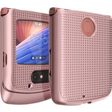 Pink flip phone Rose Gold Pink Grid Case Hard Shell Cover for Motorola RAZR 5G Flip Phone 2020