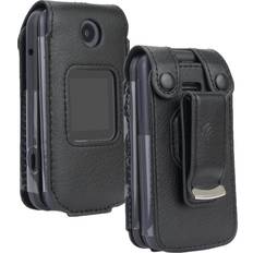 Case with Clip for Alcatel Go Flip 4 / TCL Flip Pro Phone, Nakedcellphone Slim Hard Shell Cover and Belt Hip Holster Holder Combo - Black