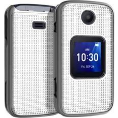 Mobile Phone Accessories Pearl White Grid Texture Hard Case Cover for Alcatel Go Flip 4, TCL FLIP Pro