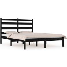 vidaXL black, 140 Solid Wood Pine Bed Frame