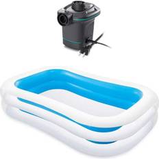 Intex Freestanding Pools Intex swim 198 gal. family swimming pool & 120v electric air pump