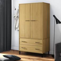 Brune Garderober vidaXL brown Solid Wood with Wardrobe