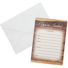 Fun Express Rustic chic bridal shower invitations, stationery, 12 pieces