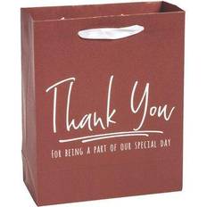 Fun Express Medium wine colored thank you gift bags, party supplies, 12 pieces