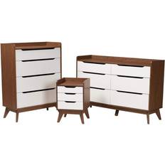 Baxton Studio Collection BRIGHTON WALNUT WHITE 3PC Price