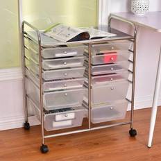 Tables Costway 12 Rolling Cart Scrapbook Organizer Trolley Table