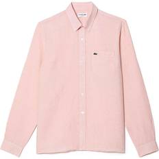 Lacoste Hemden Lacoste Regular Fit Linen Long Sleeve Oxford Shirt - Pink