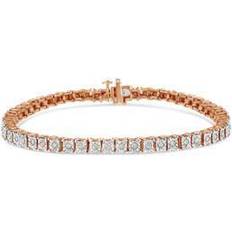 Haus of Brilliance Women's Rose Gold Over Sterling Silver Diamond Square Frame Miracleset Tennis Bracelet 7" in Rose Gold