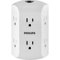 Jasco Philips 6 Outlet Wall Charger Resettable Circuit Breaker White