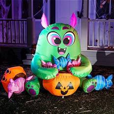 Joyin 5FT Tall Inflatable Candy Monster Decoration Green/Black/Orange One-Size