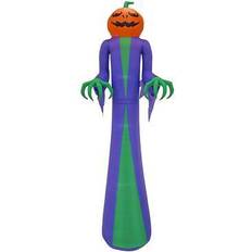 Inflatable Decorations National Tree Company Lawn Inflatables Purple Blue & Orange Pumpkin Ghost 12' Inflatable Lawn Decor