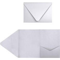 LUX A7 Pocket Invitations 5 x 7 50/Pack Silver Metallic EX10LEBASMPF50