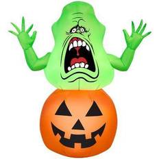 Party Decorations Gemmy Airblown Inflatable Slimer on Pumpkin, Self-Inflates