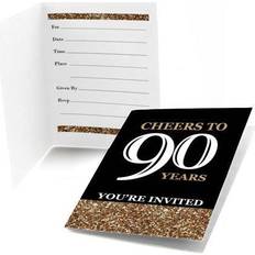 Adult 90th Birthday Gold Fill-In Birthday Party Invitations 8 count