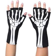 Accessories Kid's Skeleton Fingerless Gloves Black/White