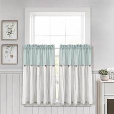 Lush Decor Linen Button Kitchen Tier Window