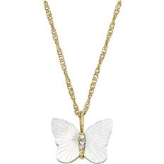 Fossil Butterfly Chain Necklace - Gold/Mother of Pearl/Transparent