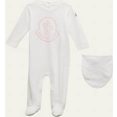 Moncler Enfant Baby White Printed Jumpsuit & Bib Set 18-24M