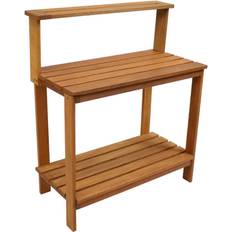 Garden Benches Sunnydaze 17.75 42.75 Meranti Wood Outdoor Potting with Teak Oil Garden Bench