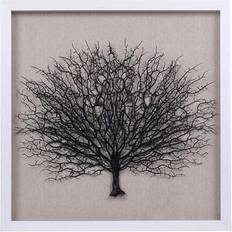 Framed Art Stylecraft 23.6" 23.6" Black Tree on White Background Shadow Box Framed Art