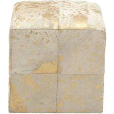 White Stools Willow Row Harper & Real Animal Hide Cube Seating Stool
