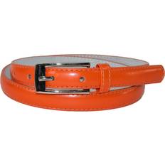 Orange - Women Belts CTM Women's Skinny Leather Dress Belt - Orange