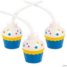 Fun Express Cups with Straws Birthday Party Supplies 8 Pieces Muffin Case