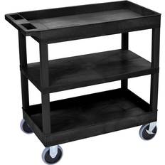 Black Trolley Tables Luxor EC 35.25 H 3-Shelf Utility Cart with Trolley Table