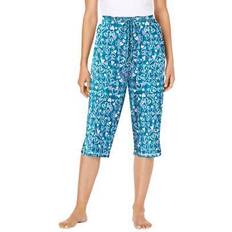 Knit Sleep Capri - Deep Teal Hearts