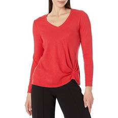 Cozy Long Sleeve Ribbed Top - Pop Red