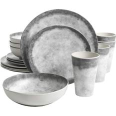 Gianna's Home 12 Piece Rustic Farmhouse Melamine Dinnerware Set, Servi