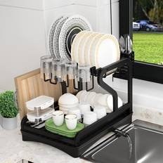  VNKZI Over Sink Dish Drying Rack, 2 Tier Stainless