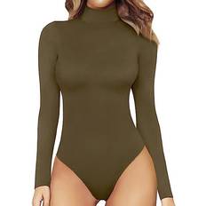 MANGOPOP Women's Mock Turtle Neck Sleeveless Tank Tops / Short Sleeve  Bodysuit L