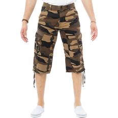 XRay Mens Belted Long Cargo Shorts - Brown Camo