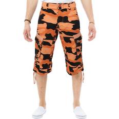 XRay Mens Belted Long Cargo Shorts - Orange Camo