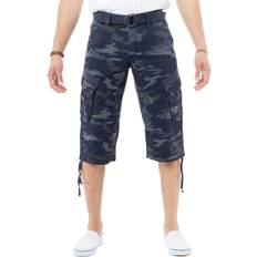 XRay Mens Belted Long Cargo Shorts - Navy Camo