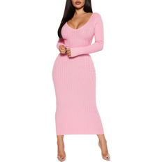Fashion Nova Midi Dresses Fashion Nova Kallan Knit Dress - Pink