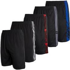 Real Essentials Mesh Athletic Performance Gym Shorts 5-pack - Black