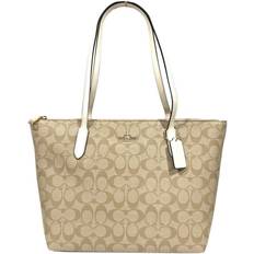 Coach Signature Zip Tote Shoulder Handbag IM/Light Khaki Chalk