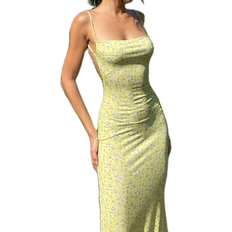 Kmbangi Cutout Backless Maxi Dress - Yellow